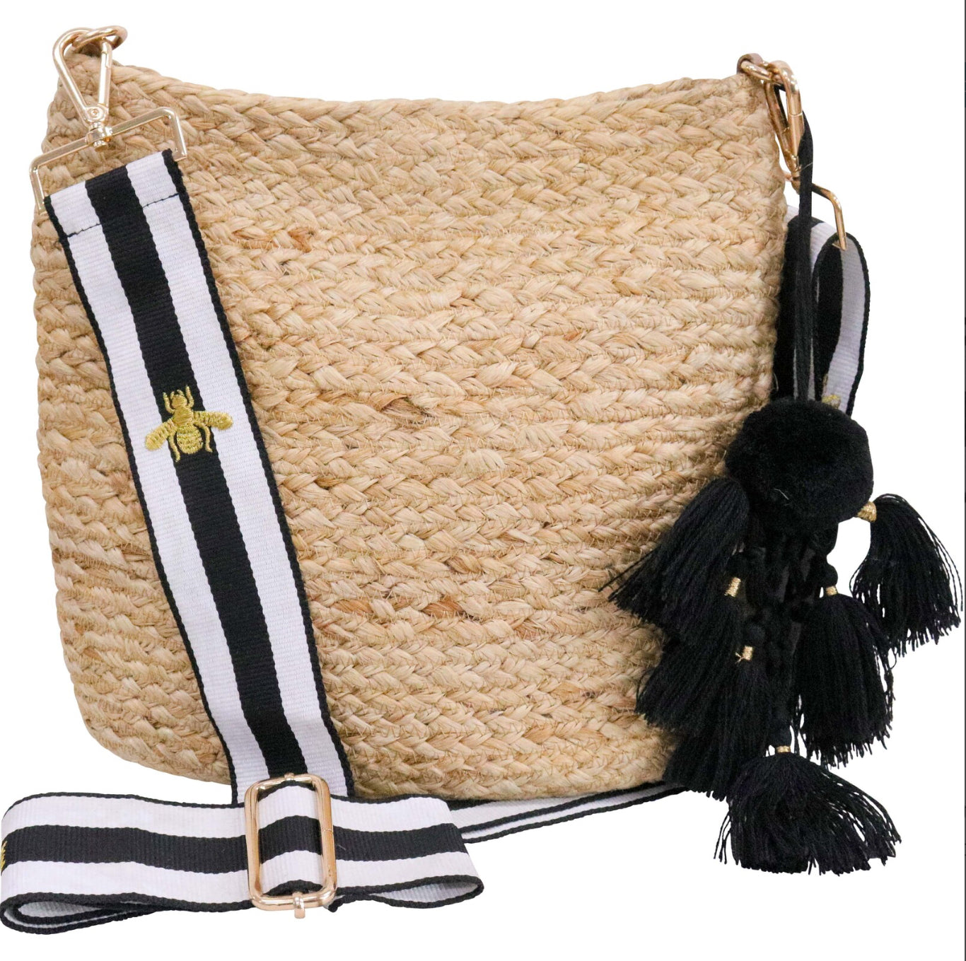 JUTE TOTE/BEE CROSS BODY BAG