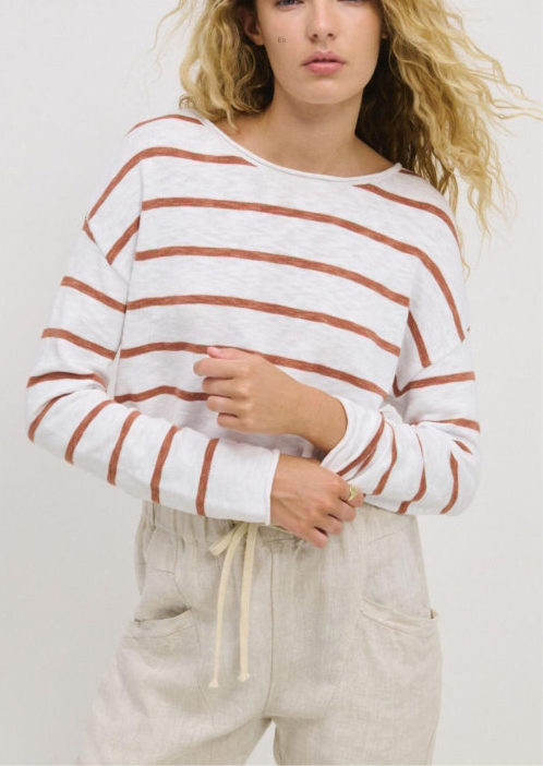 MINNIE TOP - RUST STRIPE