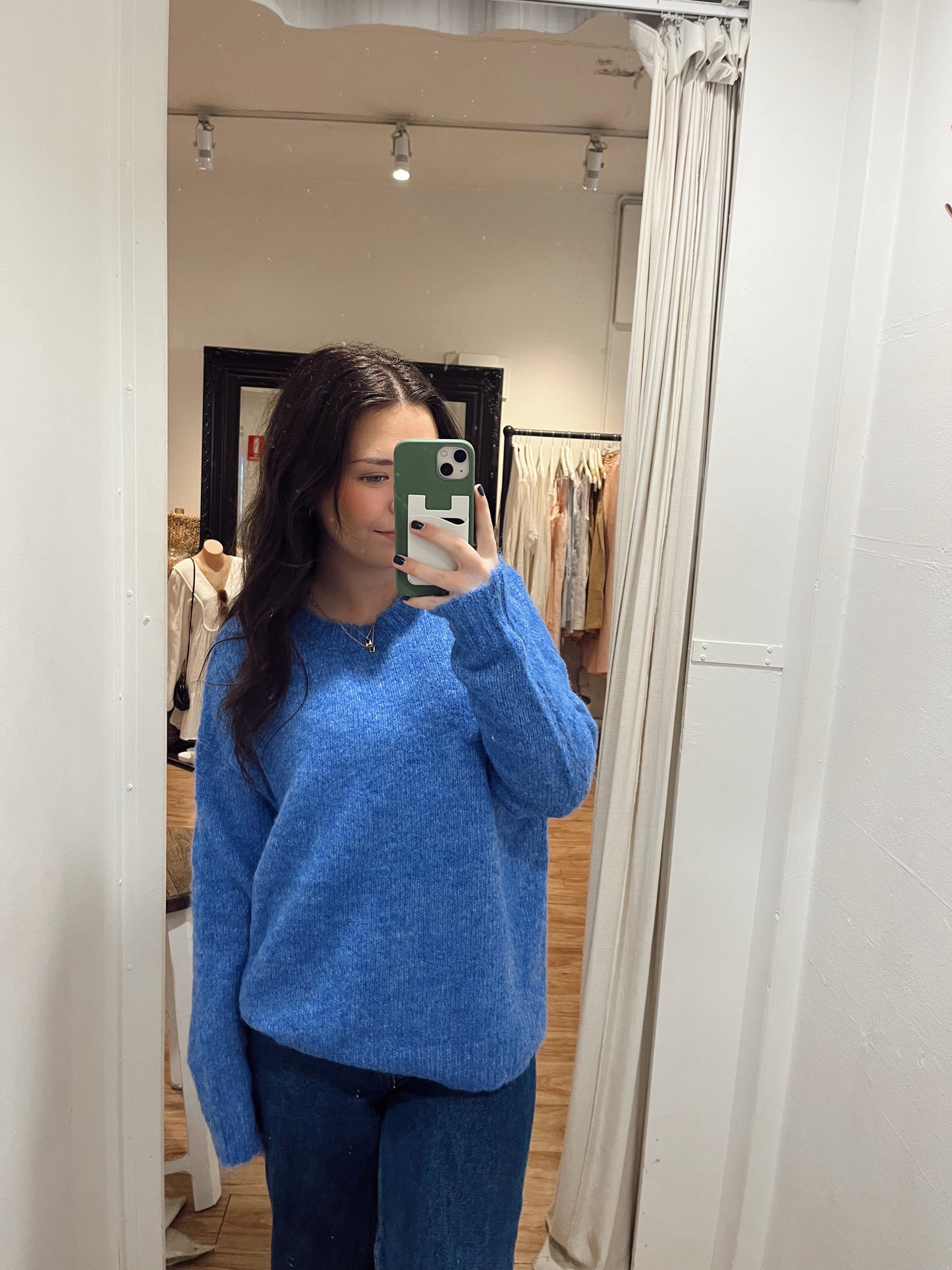 LACY WOOL BLEND JUMPER - BLUE