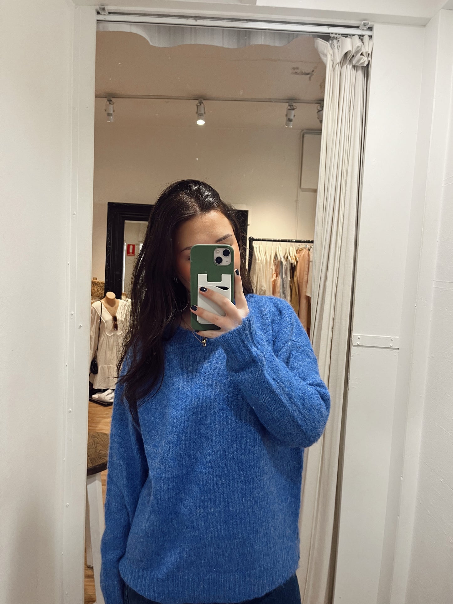 LACY WOOL BLEND JUMPER - BLUE
