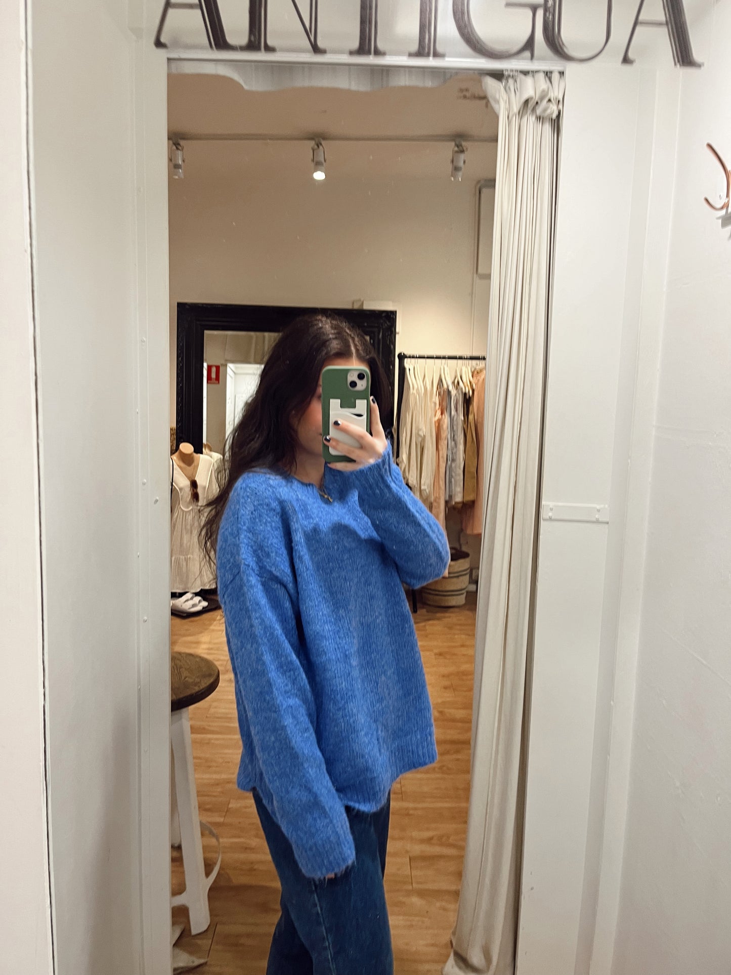 LACY WOOL BLEND JUMPER - BLUE