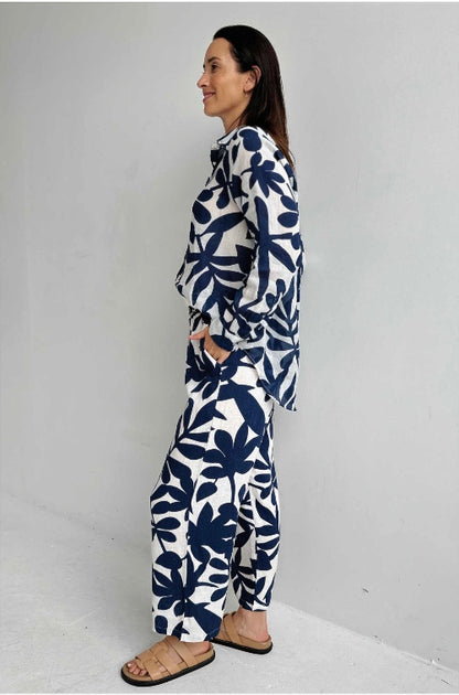 INK FLOWER LINEN PANTS
