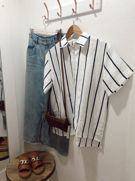 JAMIE SHIRT- NAVY STRIPE
