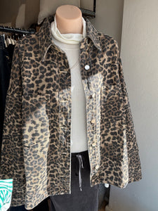 LEDA JACKET - DENIM LEOPARD PRINT