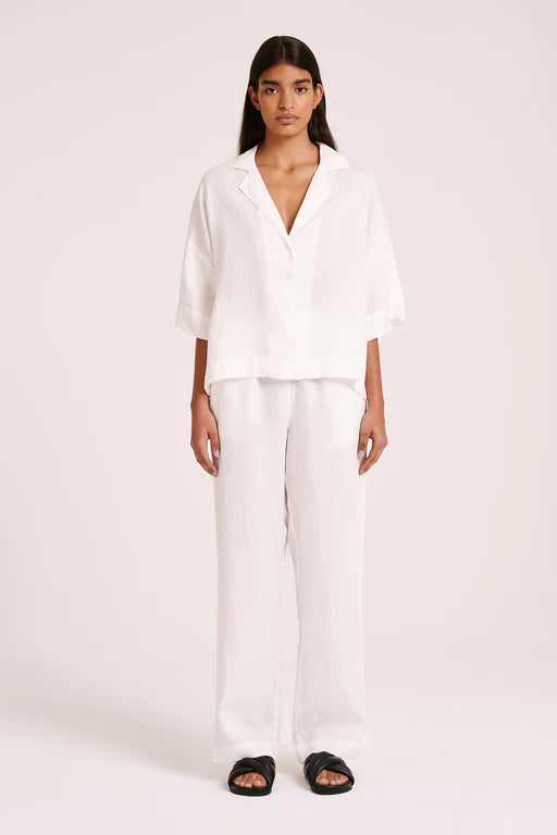 LOUNGE LINEN PANT- WHITE