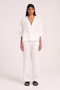 LOUNGE LINEN PANT- WHITE