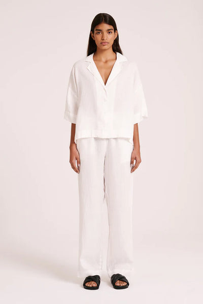 LOUNGE LINEN PANT- WHITE