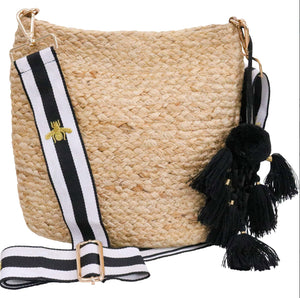 JUTE TOTE/BEE CROSS BODY BAG