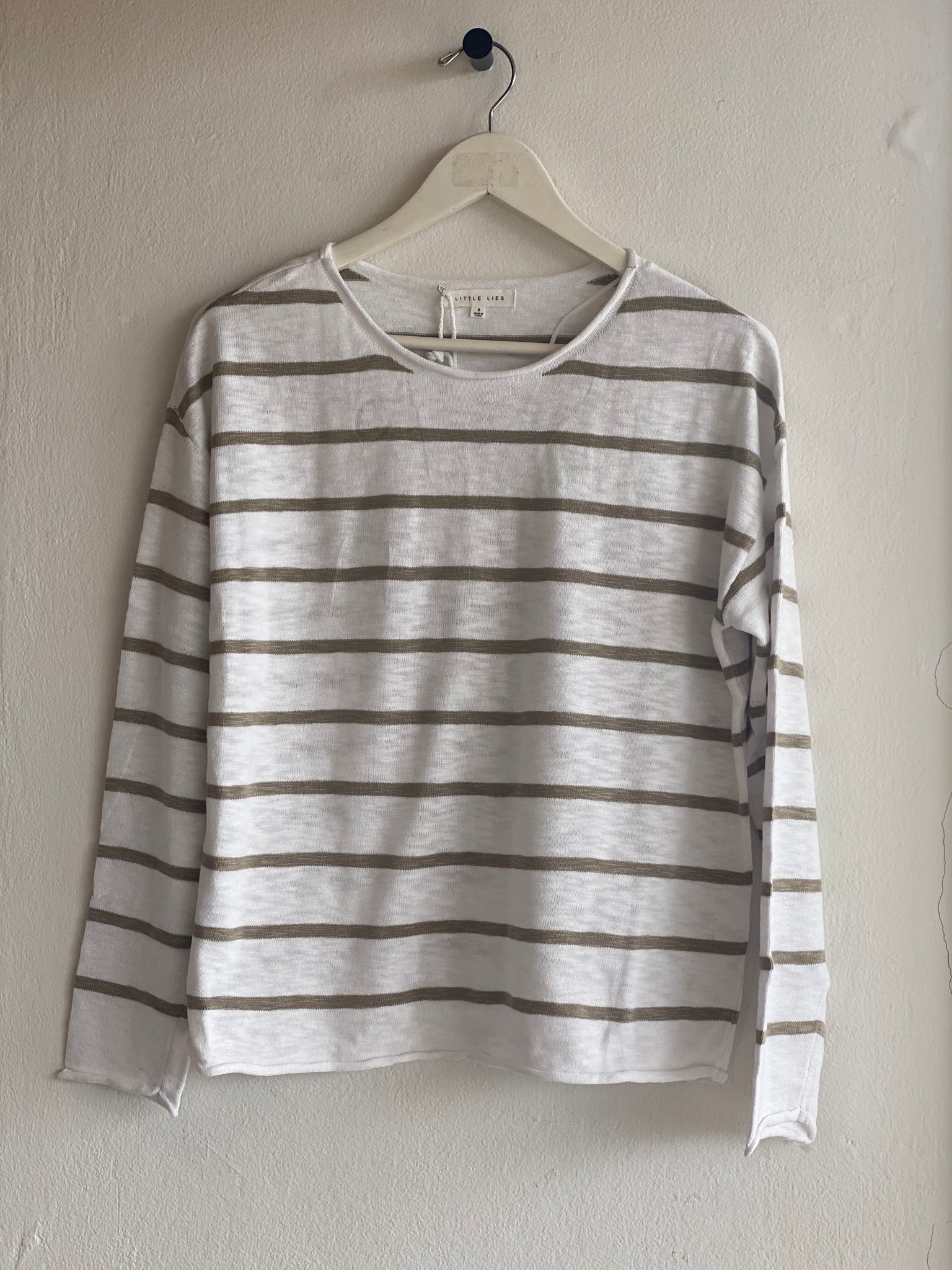 MINNIE TOP - KHAKI STRIPE