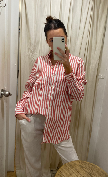 JOURNI LINEN SHIRT - ROSE