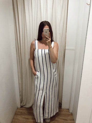 GOLDIE DRESS - NAVY STRIPE