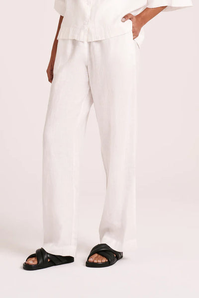 LOUNGE LINEN PANT- WHITE