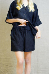NOEMI HALF SLEEVE TOP - BLACK