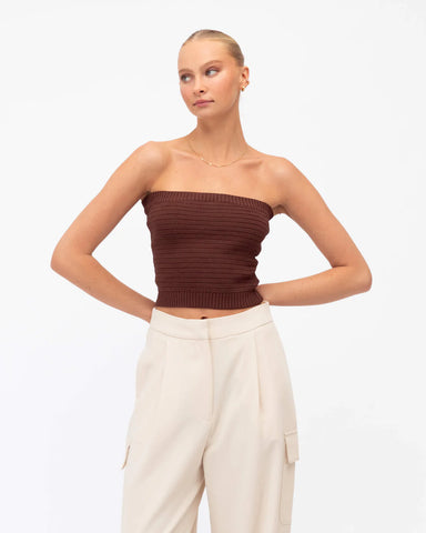 LUCY KNIT TOP  - BROWN