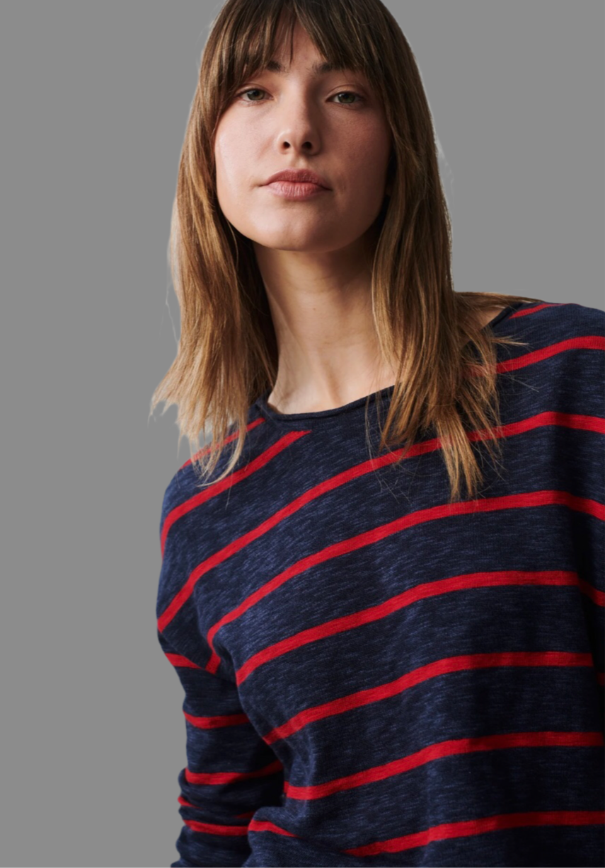 MINNIE TOP -  RED AND NAVY STRIPE