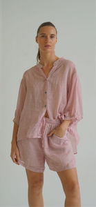 EDEN SHEER LINEN SHORTS - LIGHT PINK
