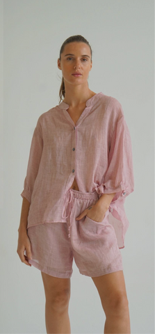 EDEN SHEER LINEN SHORTS - LIGHT PINK