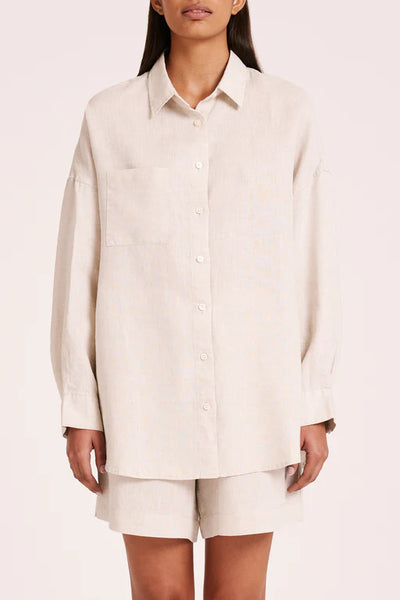 LOUNGE HERITAGE LINEN SHIRT- NATURAL