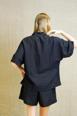 NOEMI HALF SLEEVE TOP - BLACK