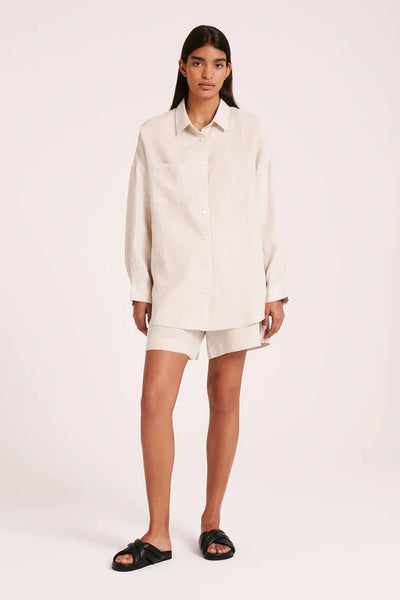 LOUNGE HERITAGE LINEN SHIRT- NATURAL