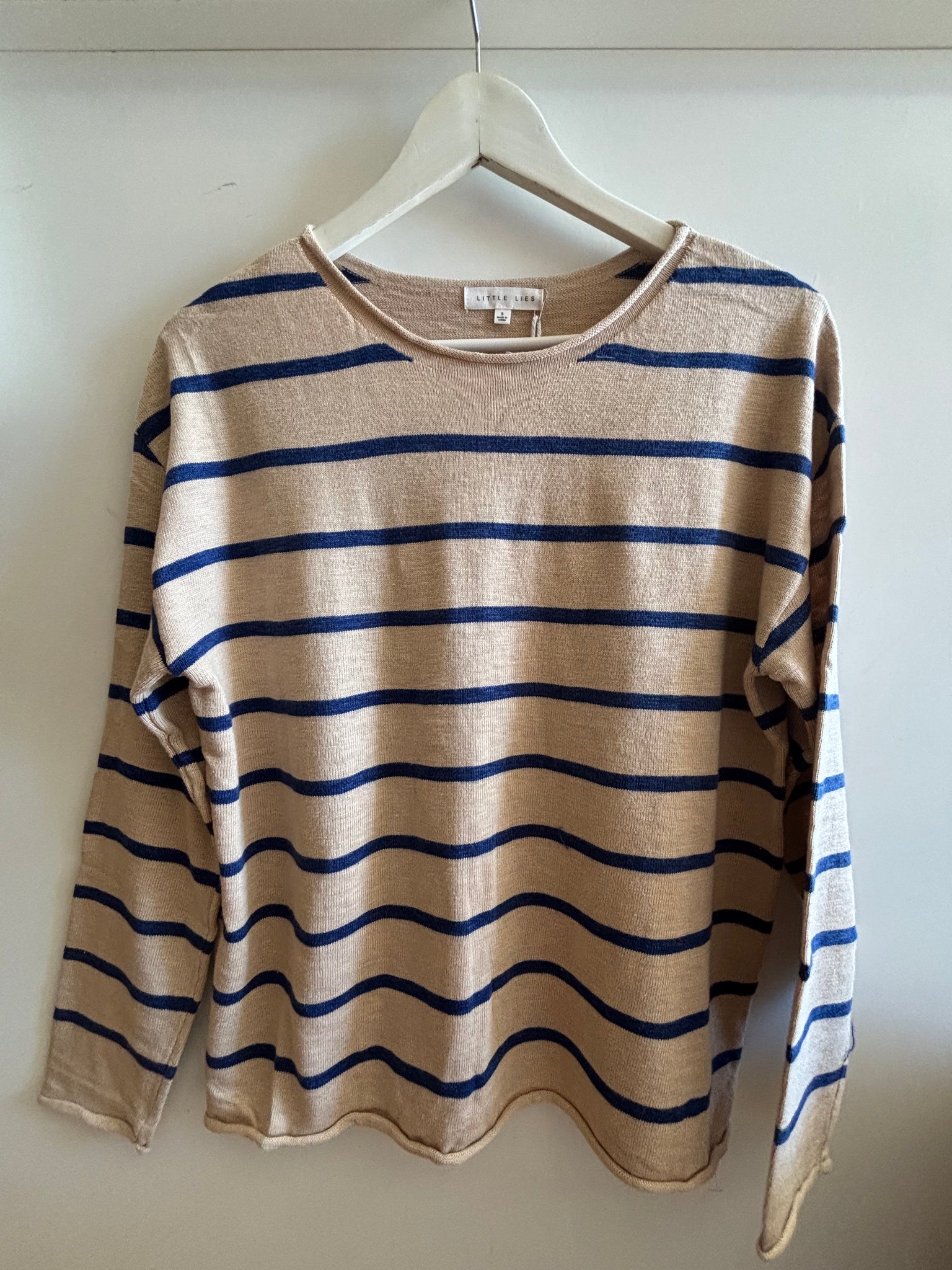 MINNIE TOP -  OAT AND NAVY STRIPE