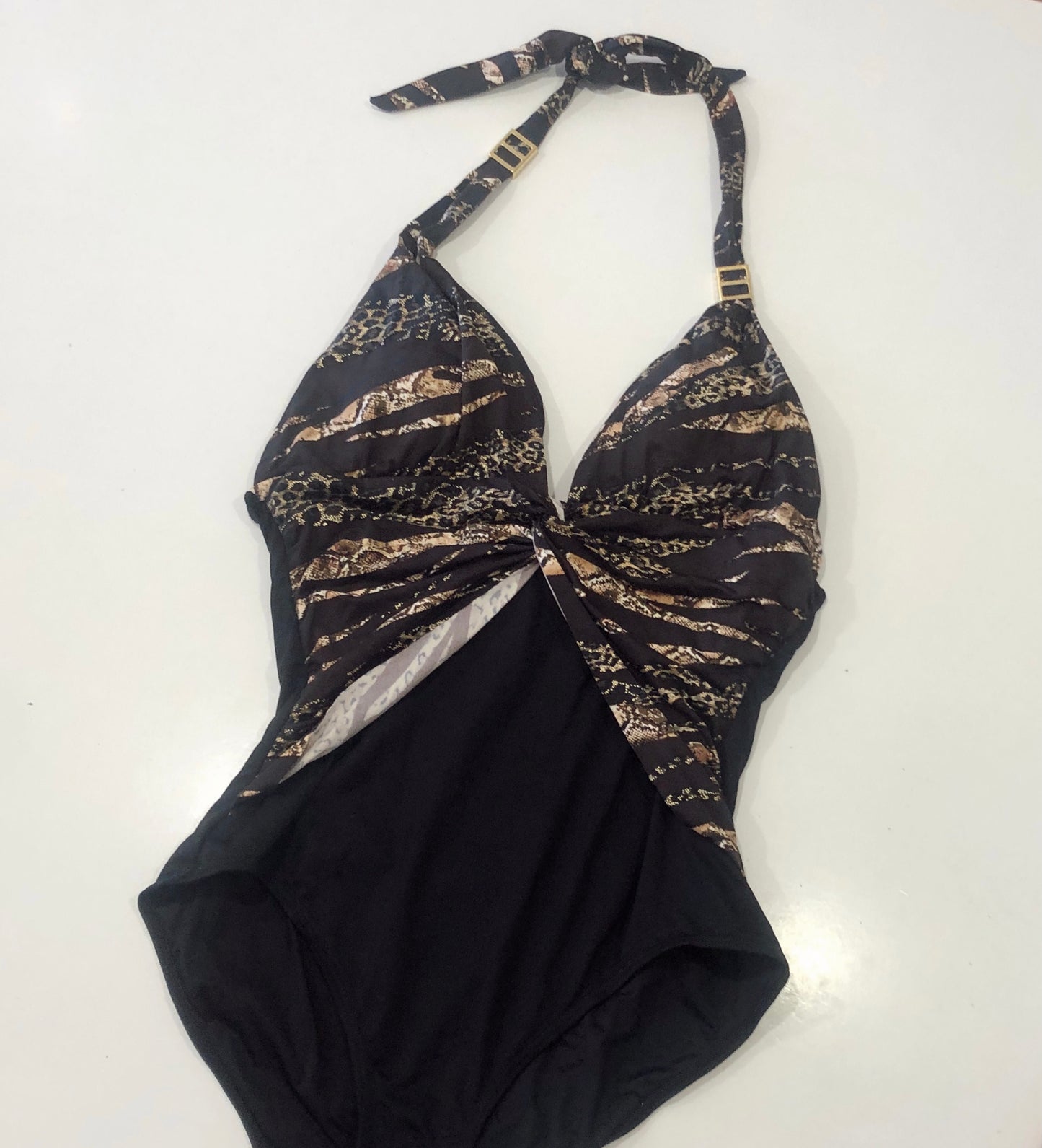 ANIMAL PRINT HALTER SWIMSUIT - ONE PIECE