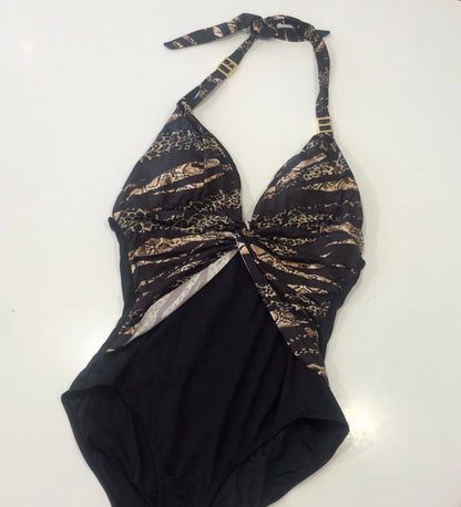 ANIMAL PRINT HALTER SWIMSUIT - ONE PIECE