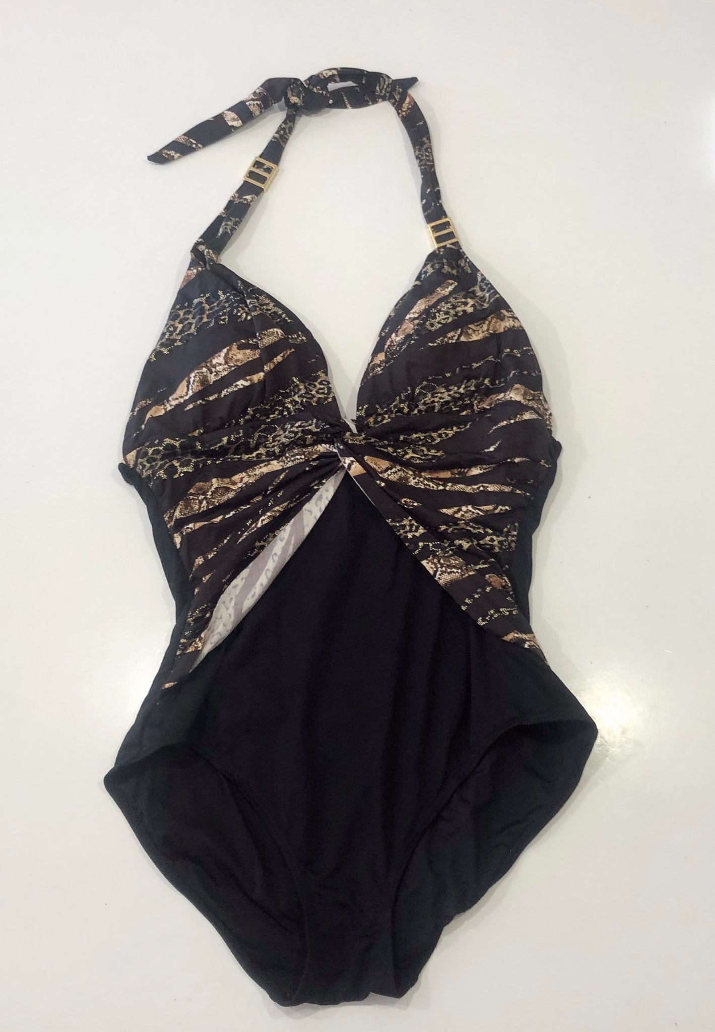 ANIMAL PRINT HALTER SWIMSUIT - ONE PIECE