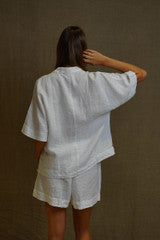 NOEMI HALF SLEEVE TOP - WHITE