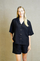 NOEMI HALF SLEEVE TOP - BLACK