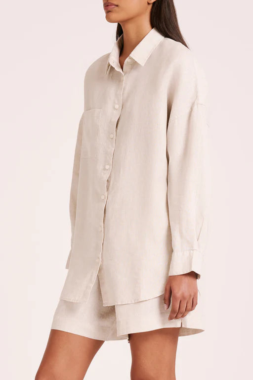LOUNGE HERITAGE LINEN SHIRT- NATURAL