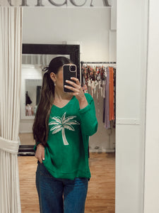 EMERALD PALM KNIT JUMPER