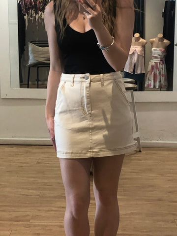SANDIE DENIM SKIRT - SAND