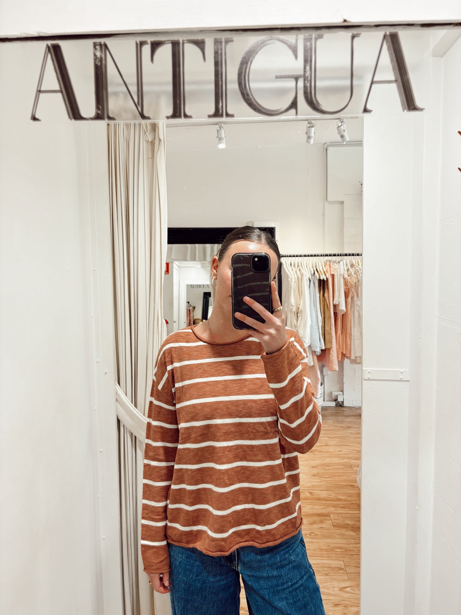 MINNIE TOP -  TERRACOTTA STRIPE