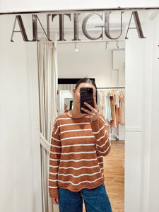 MINNIE TOP -  TERRACOTTA STRIPE