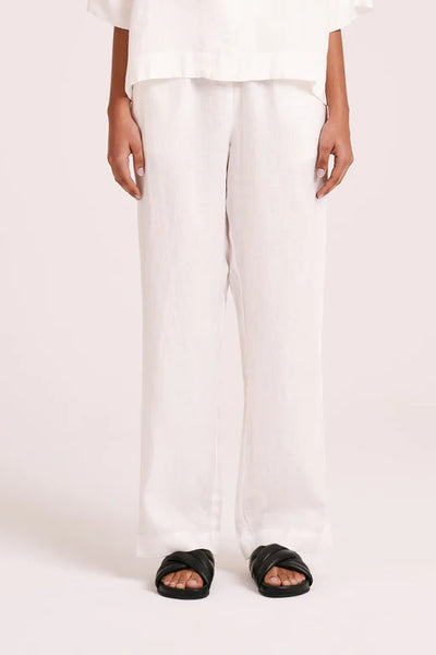 LOUNGE LINEN PANT- WHITE