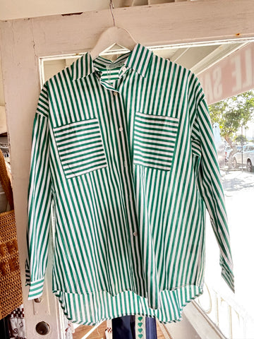 Jemima Shirt - GREEN STRIPE