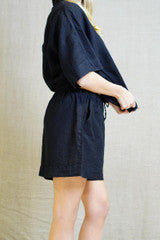 NOEMI HALF SLEEVE TOP - BLACK