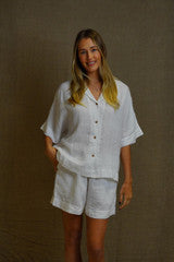 NOEMI HALF SLEEVE TOP - WHITE