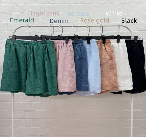 EDEN SHEER LINEN SHORTS - ROSE GOLD