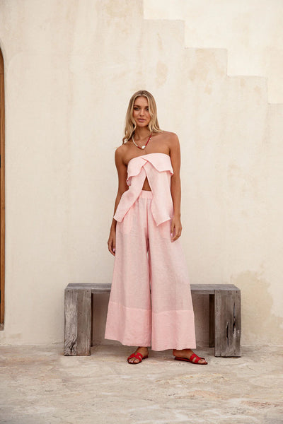 DAISY LINEN TOP - PALE PINK