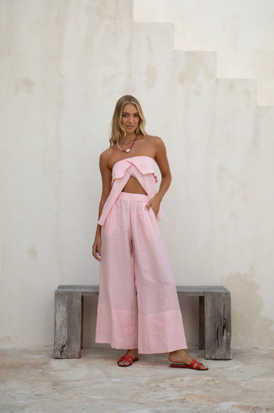 DAISY LINEN TOP - PALE PINK