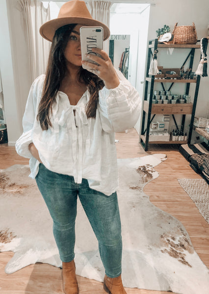 SAMMIE SMOCK BLOUSE - WHITE