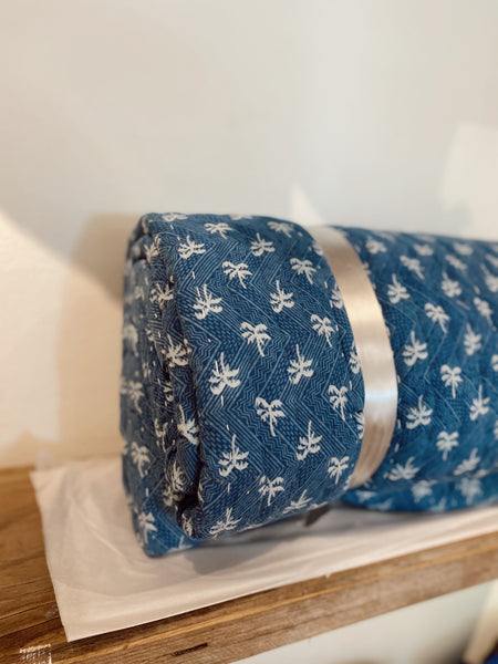 INDIGO PALM TREE BLANKET