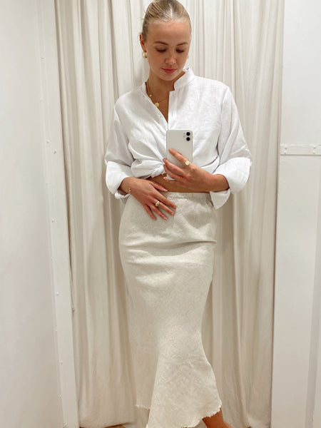 LINEN SLIP SKIRT - BEIGE