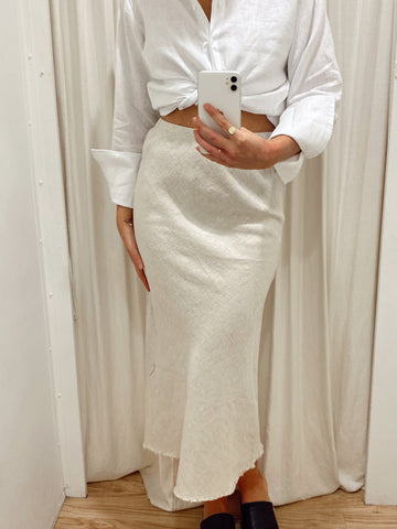 LINEN SLIP SKIRT - BEIGE