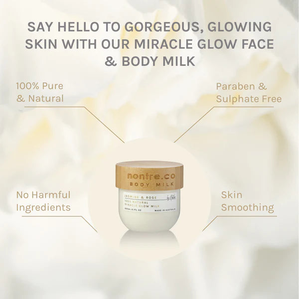 MIRACLE GLOW FACE AND BODY MILK- 200ML, NATURAL JASMINE & ROSE